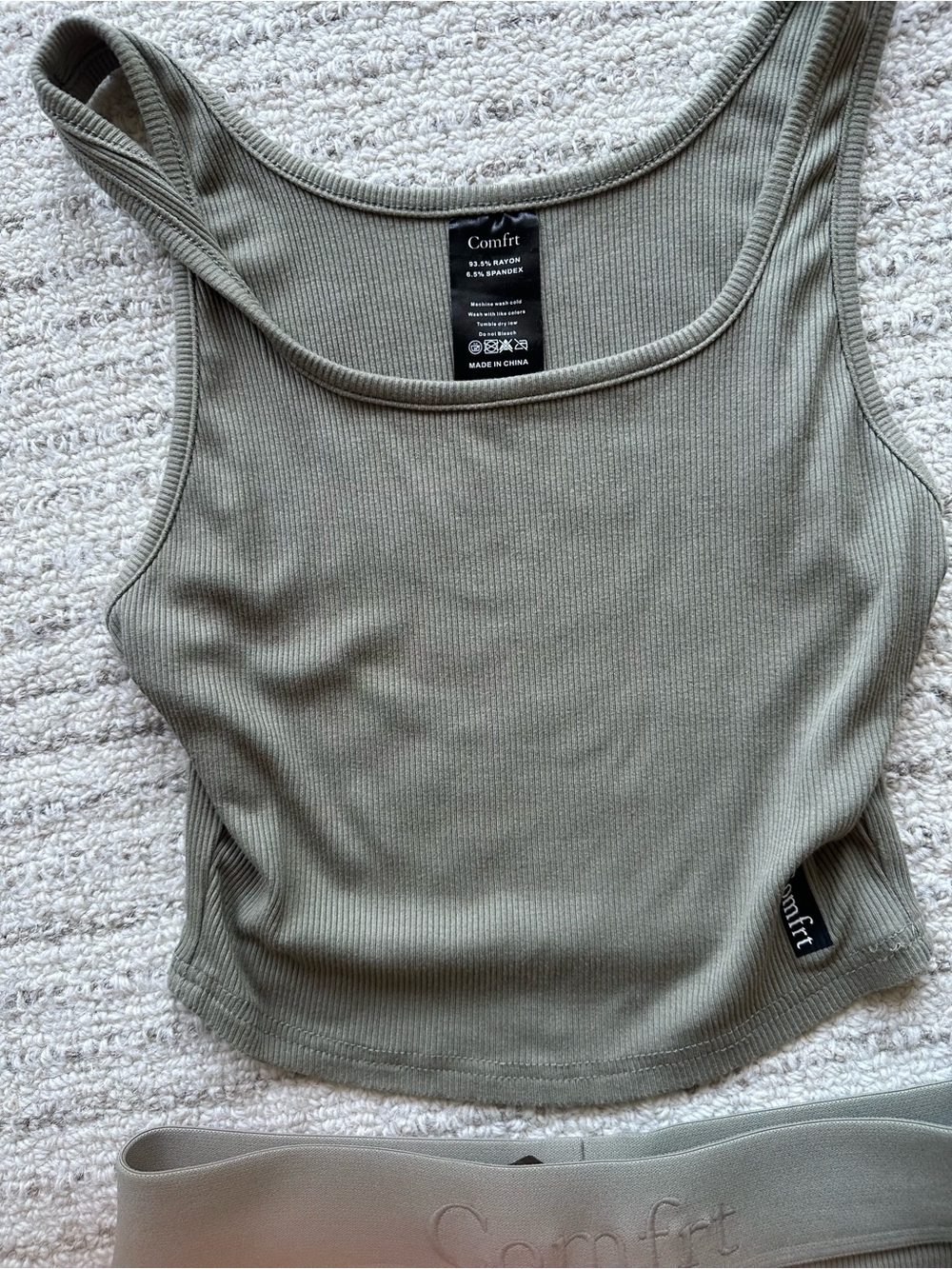 Comfrt Ribbed Tank & Short Set in Sage Green - Picture 4 of 6